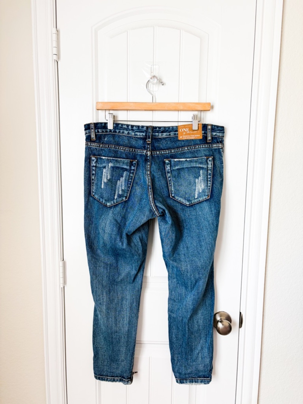One Teaspoon Trashed Free Birds Low Waist Short Rise Rigid Skinny Size XL - Picture 2 of 2
